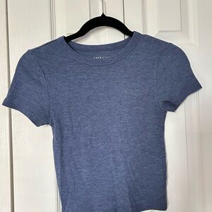 American Eagle Blue Ribbed Top